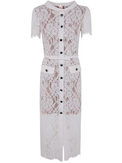 Self-portrait White Lace Button Midi Dress