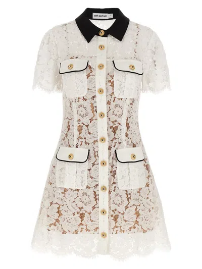 SELF-PORTRAIT SELF-PORTRAIT 'WHITE LACE CONTRAST COLLAR MINI' DRESS