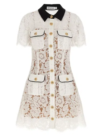 SELF-PORTRAIT SELF-PORTRAIT 'WHITE LACE CONTRAST COLLAR MINI' DRESS