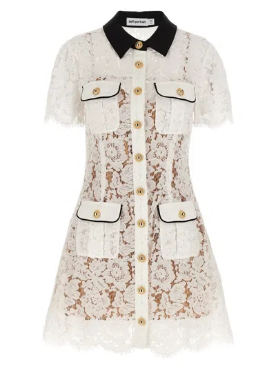 SELF-PORTRAIT WHITE LACE CONTRAST COLLAR MINI' DRESS
