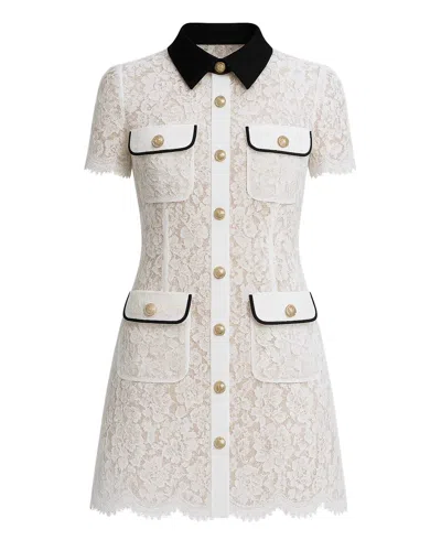 SELF-PORTRAIT WHITE LACE CONTRAST COLLAR MINI DRESS