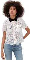 Self-portrait Floral Lace Cropped Top In White