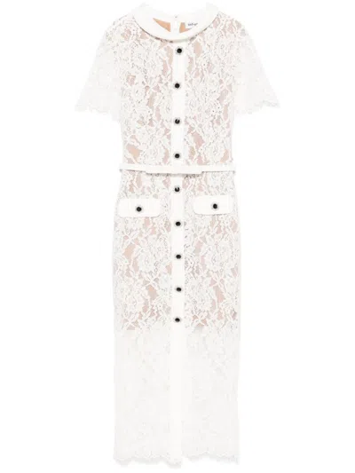 Self-portrait White Lace-effect Dress With Slip