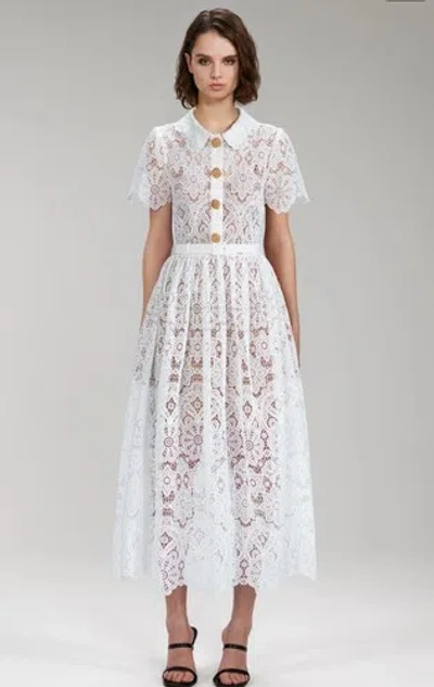 Pre-owned Self-portrait White Lace Midi Dress 100%auth Usa 0,2,4,6,8 (10)