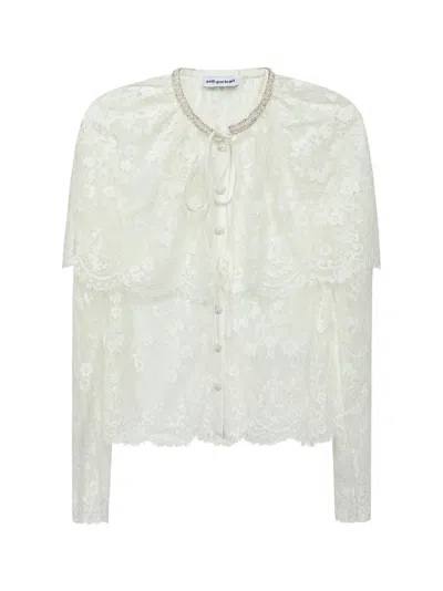 Self-portrait White Lace Shirt With Cape Detail