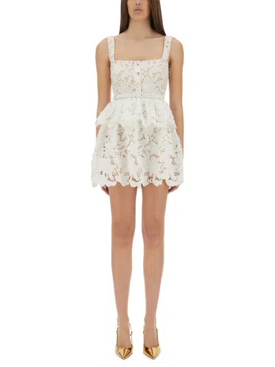 Self-portrait White Lace Tiered Mini Dress