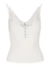 Self-portrait Lace-trimmed Ribbed Top