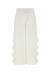 Self-portrait Embroidered Linen And Cotton Wide-leg Pants