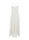 Self-portrait White Midi Dress With All-over Embroidery And Scallop Hem In Cotton Woman In White