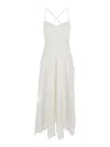 Self-portrait White Midi Dress With All-over Embroidery And Scallop Hem In Cotton Woman In White