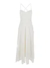 Self-portrait White Midi Dress With All-over Embroidery And Scallop Hem In Cotton Woman In White