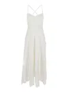 Self-portrait White Midi Dress With All-over Embroidery And Scallop Hem In Cotton Woman