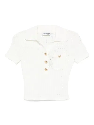 SELF-PORTRAIT WHITE OPENWORK KNIT TOP