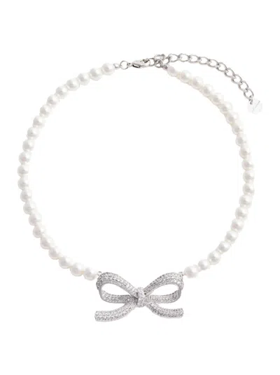 SELF-PORTRAIT WHITE PEARL BOW NECKLACE