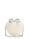 Self-portrait Womens Cream Heart Leather And Faux-pearl Clutch Bag In White