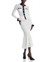 Self-portrait Pointelle Knit Contrast Midi Dress
