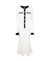 Self-portrait Pointelle Knit Contrast Midi Dress In White