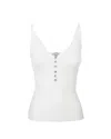 Self-portrait White Ribbed Top With Lace Trim In Neutral