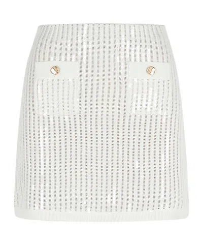 Self-portrait Self Portrait 'crochet' Skirt In White Cotton Blend