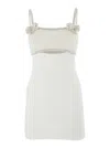 Self-portrait Women White Dress With Applied Rhinestones On The Front And Cut-out Detail In Tech Fab
