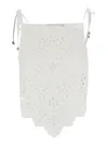 Self-portrait White Top With Asymmetric Hem And All-over Embroidery In Cotton Woman