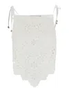 Self-portrait White Top With Asymmetric Hem And All-over Embroidery In Cotton Woman
