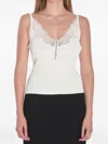 Self-portrait Lace-trimmed Ribbed Top In White