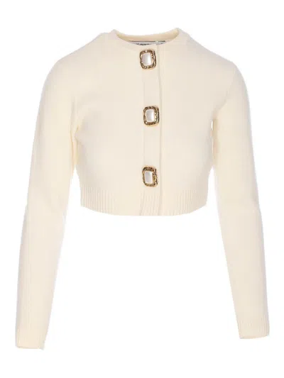 SELF-PORTRAIT WHITE WOOL CARDIGAN