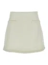 Self-portrait Bouclé Pearl Trim Mini Skirt In White