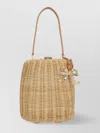 SELF-PORTRAIT WICKER TEXTURE SHOULDER BAG WITH DETACHABLE STRAP