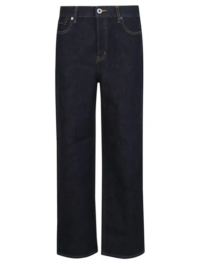 Self-portrait Indigo Straight Leg Jeans With High Waist And Classic Pocket Design In Black