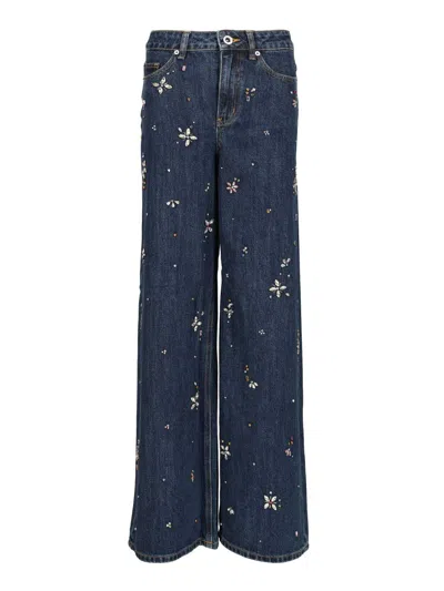 SELF-PORTRAIT WIDE LEG DENIM JEANS