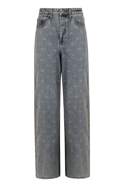 Self-portrait Wide-leg Jeans In Black