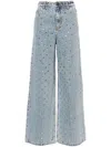 Self-portrait Crystal-embellished High-rise Wide-leg Jeans In Blue