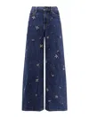 Self-portrait Brown Embellished Trim Cardigan Clothing In Blue