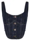 Self-portrait Wide Strap Corset Top In Blue
