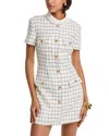 Self-portrait Checked Button-detailed Mini Dress In White