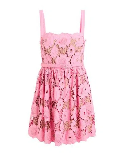 Self-portrait Woman Mini Dress Pink Size 8 Cotton, Polyester