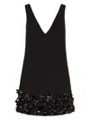 Self-portrait Sequined Crepe Mini Dress In Black