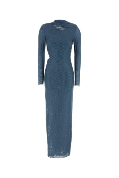 Self-portrait Self Portrait Women Air Force Blue Stretch Tulle Long Dress