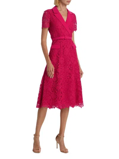 Self-portrait Women's Belted Lace Midi Dress In Pink