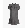 Self-portrait Metallic Boucle Pleated Mini Dress In Black