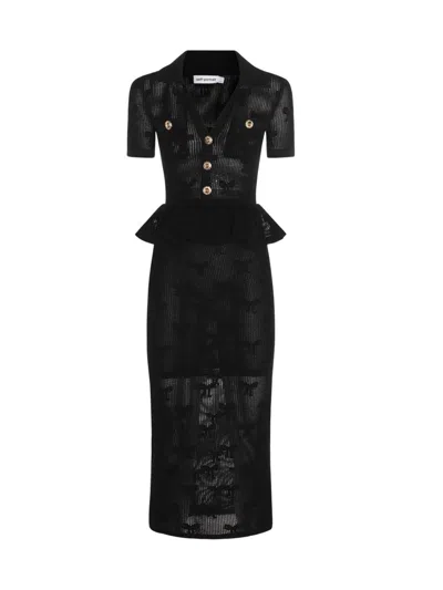 SELF-PORTRAIT SELF-PORTRAIT WOMEN BLACK BOW CROCHET MIDI DRESS