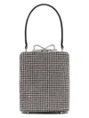 Self-portrait Crystal-embellished Fishnet Top Handle Bag In Gray