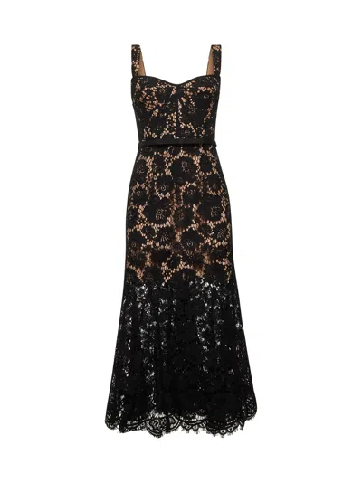 Self-portrait Self Portrait Women Black Floral Lace Midi Dress