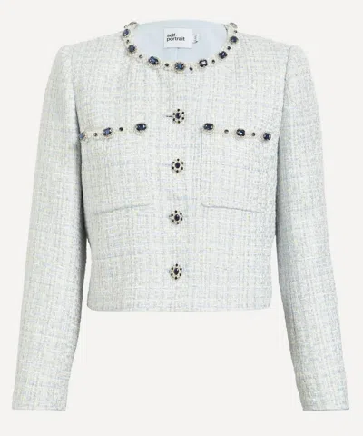 SELF-PORTRAIT SELF-PORTRAIT WOMEN'S BLUE BOUCLE JACKET