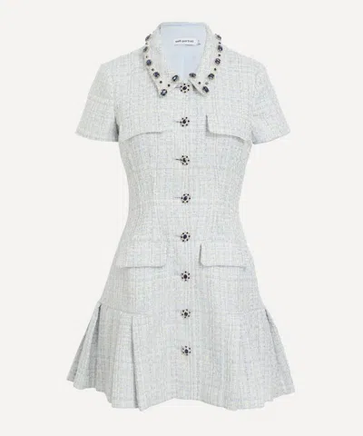 Self-portrait Self Portrait Bouclé Mini Dress In Blue Blue