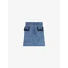 Self-portrait Light Blue Mini Skirt With Patch Pockets In Blue