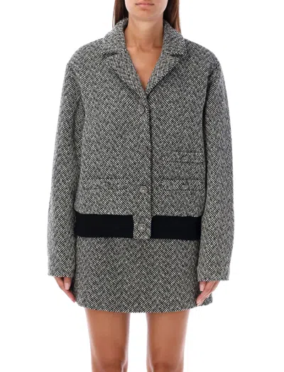 Self-portrait Women's Bomber Herringbone In Black