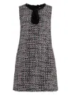 Self-portrait Black Sequin-embellished Boucl-tweed Mini Dress In Multicolor
